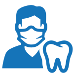 An icon of a dentist with a mask and a tooth.